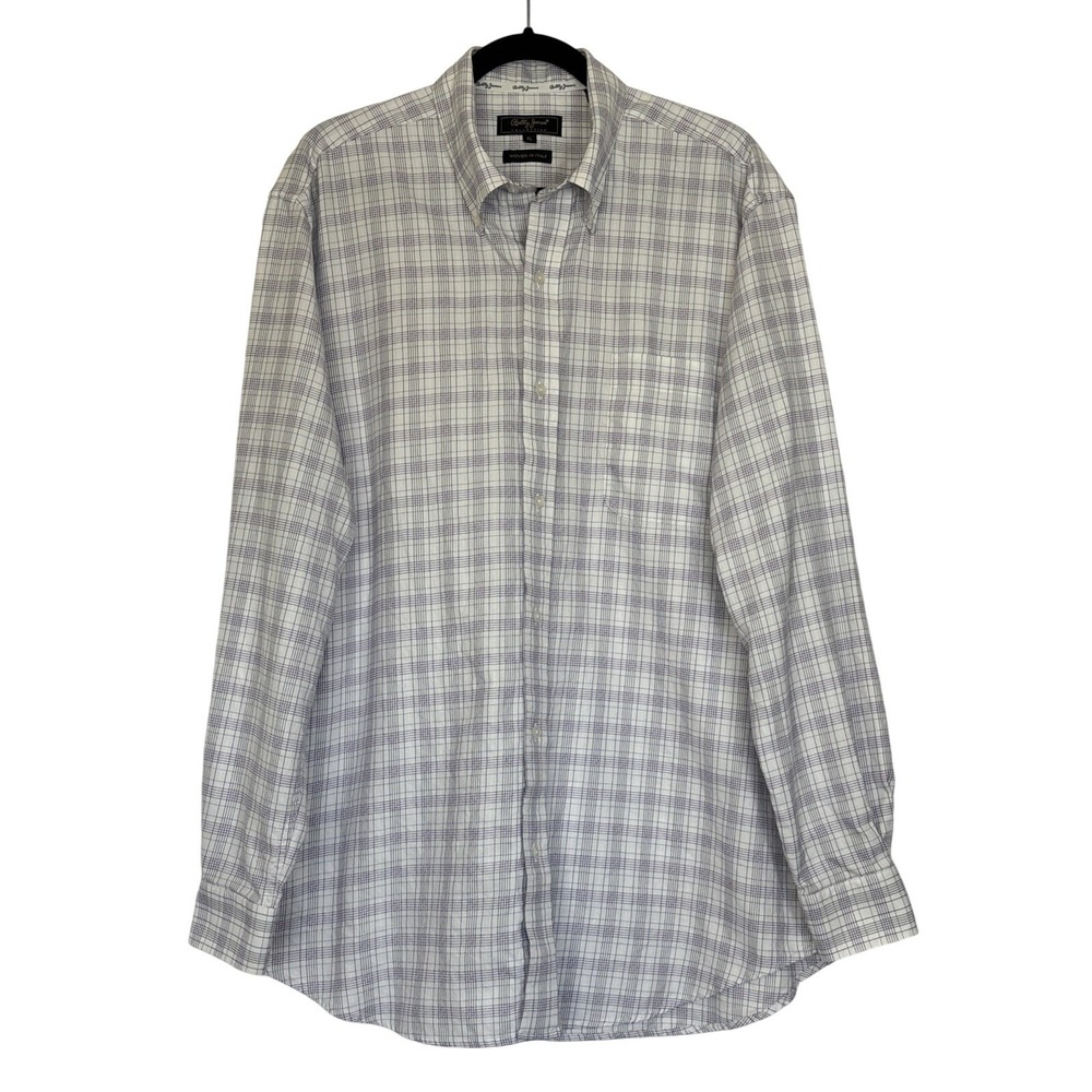 Bobby Jones Collection Woven‎ In Italy Button Down Long Sleeve Shirt Plaid XL